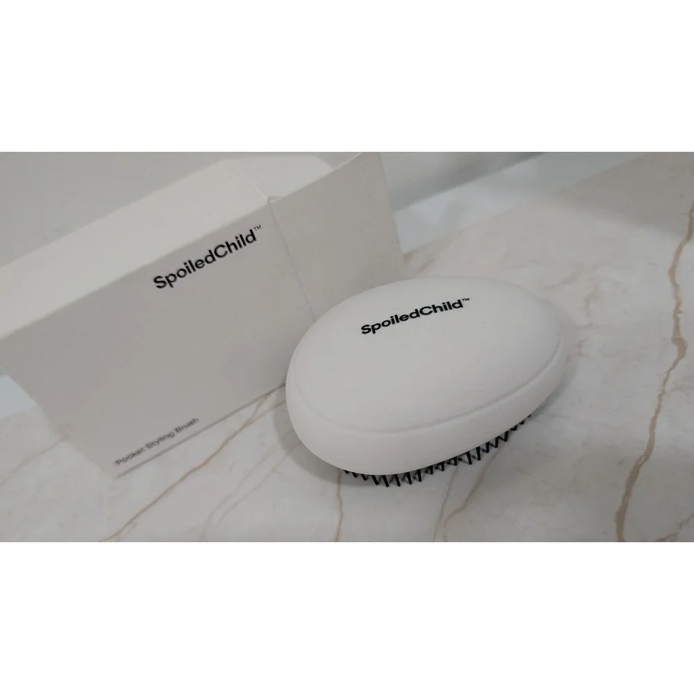 SpoiledChild Pocket Styling Brush White Black Compact Detangling Hair Brush